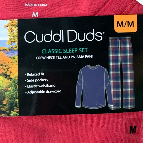 Kohl's Cuddl Duds Maroon and Plaid Pajama Set - Picture 4 of 5